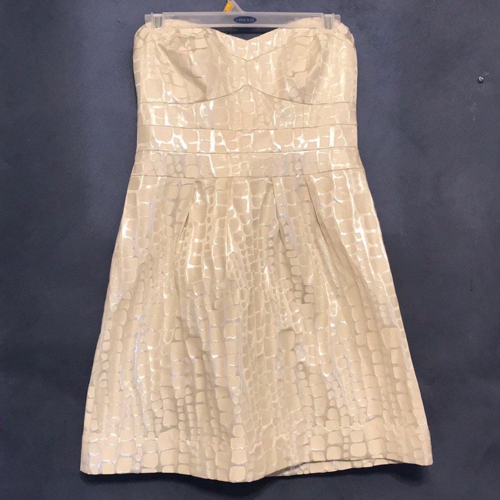 Cream colored, strapless dress from American Eagle